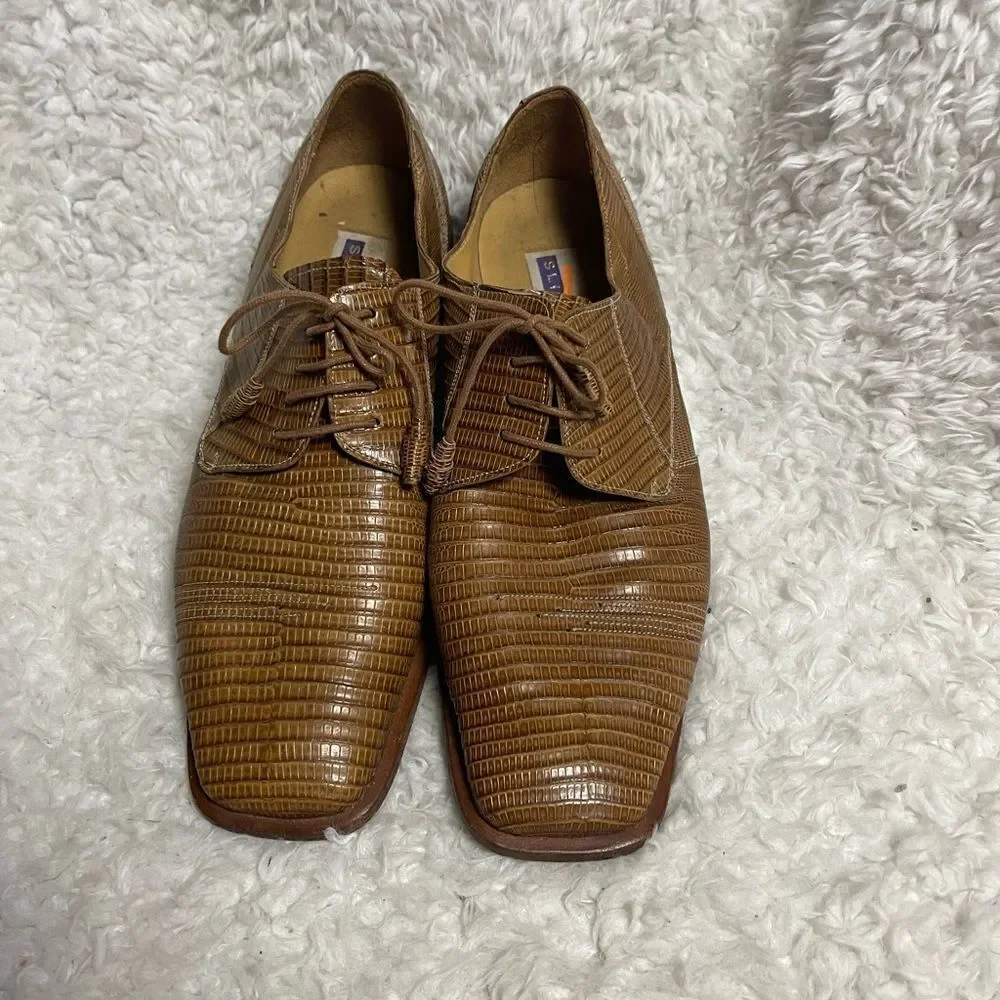 Slicker genuine lizard skin Brown and tan hand made Men's Dress Shoes SZ9.5M